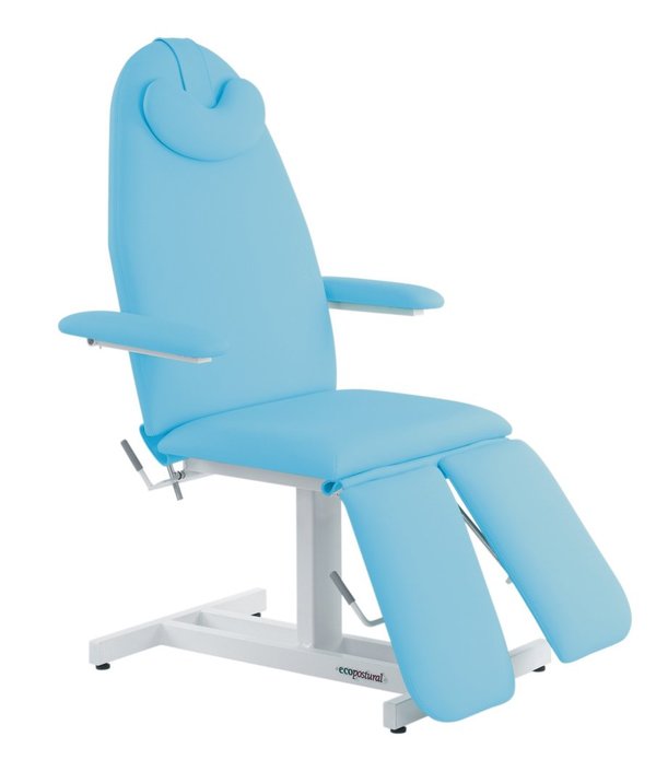Camilla fija-sillón podología con brazos elevables, 62 x 188 cm.